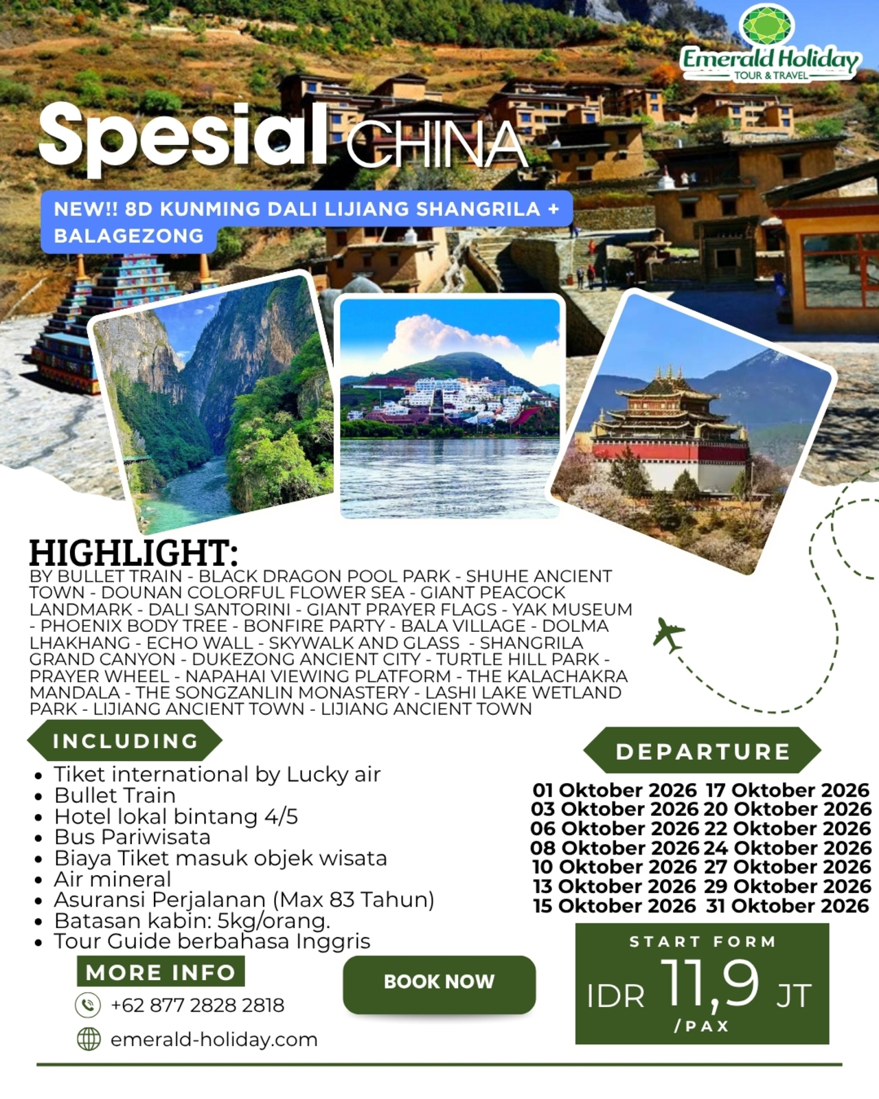 NEW 8D KUNMING DALI LIJIANG SHANGRILA BALAGEZONG